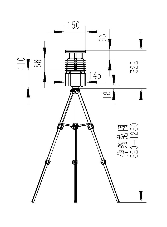 Dimensional drawing of Portable marine meteorological instrument
