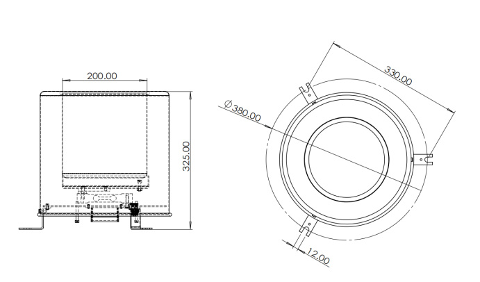 Dimensional drawing of evaporation sensor product